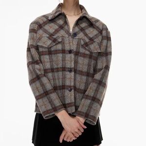 NWT Aritzia // Sunday Best Sky Jacket in Heather Dark Grey Windowpane Check